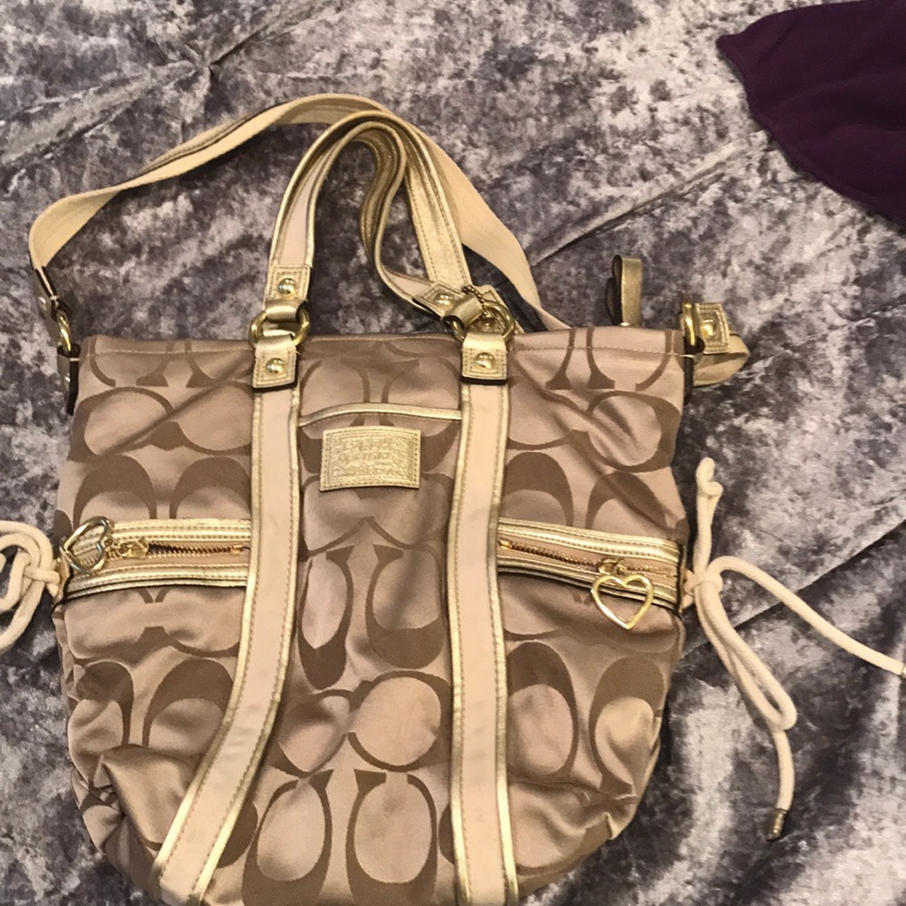 Coach gold bucket bag